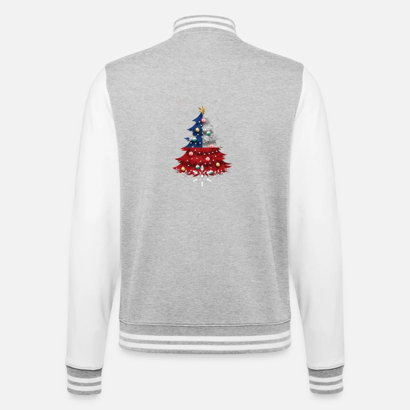 Weihnachtsbaum mit Chile Flagge - College-Sweatjacke - Grau meliert/Weiß