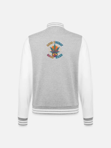 Good Energy Good Herb – Hippie Retro Design - College Sweat Jacket - heather grey/white