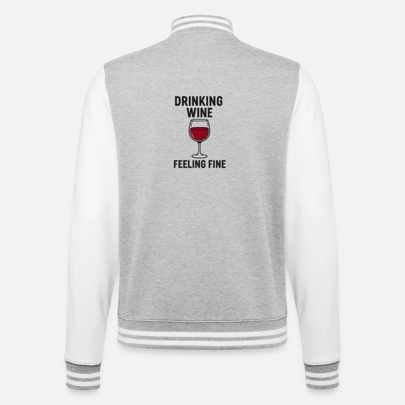 Drinking_Wine_ _Feeling_Fine - Veste Teddy - gris chiné / blanc