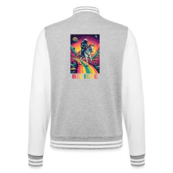 Astronaut auf Regenbogen-Einhorn - College-Sweatjacke - Grau meliert/Weiß - Hinten - Marisol (170cm)