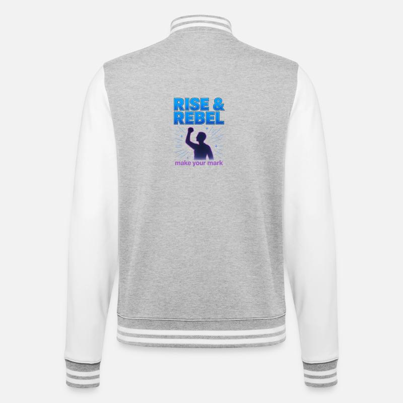 Rise & Rebel Make Your Mark - College-Sweatjacke - Grau meliert/Weiß