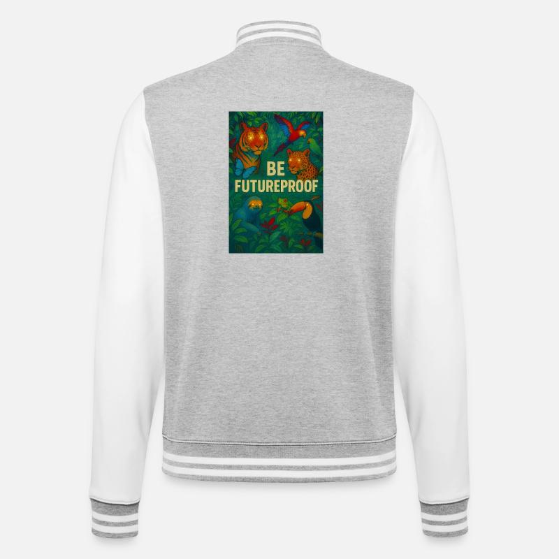 Seien Sie zukunftssicher - College-Sweatjacke - Grau meliert/Weiß