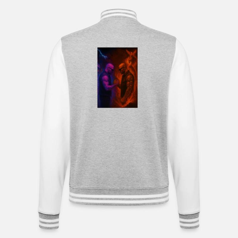 Feuer gegen Eis Duell der Elemente - College-Sweatjacke - Grau meliert/Weiß