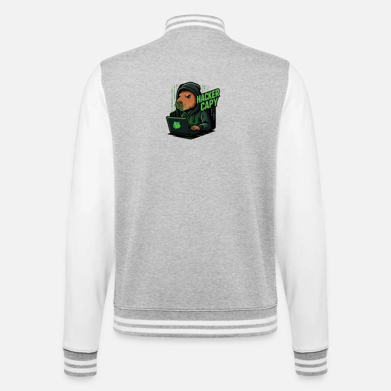 Hacker Capy – Cyber Capybara Tech - College Sweat Jacket - heather grey/white