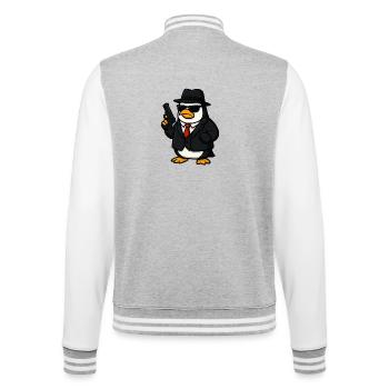 Espion Pingouin en smoking - Veste Teddy - gris chiné / blanc - Dos - Marisol (170cm)