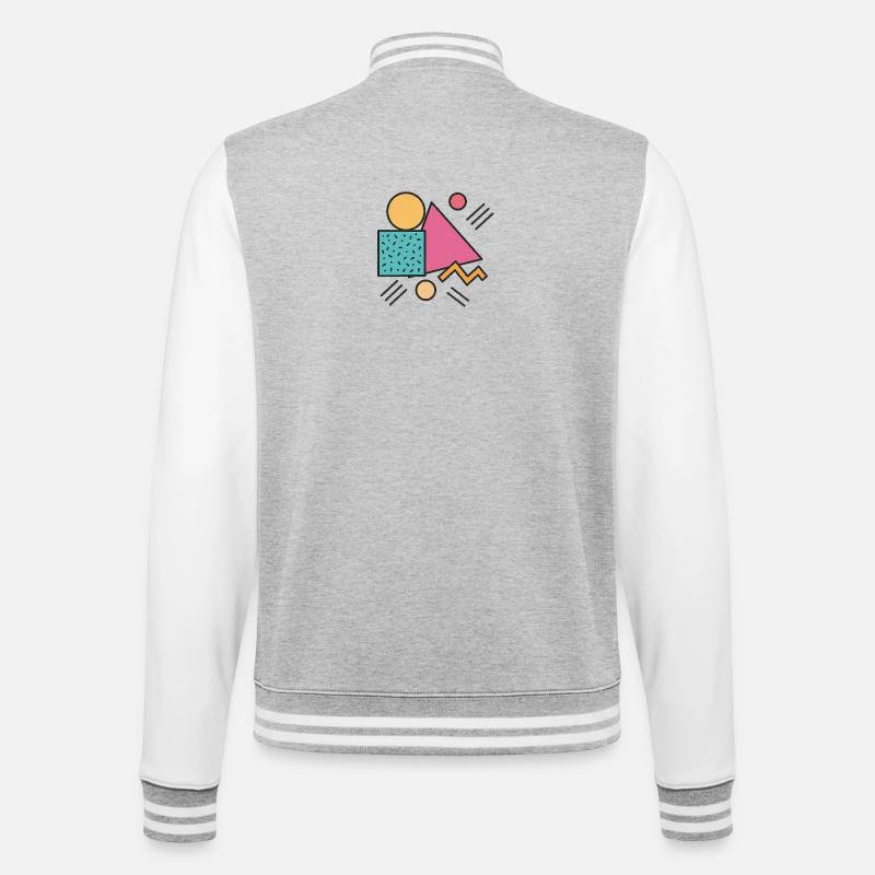 Retro Geometry - College Sweat Jacket - heather grey/white