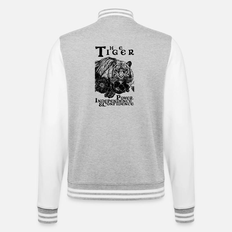 DER TIGER - College-Sweatjacke - Grau meliert/Weiß