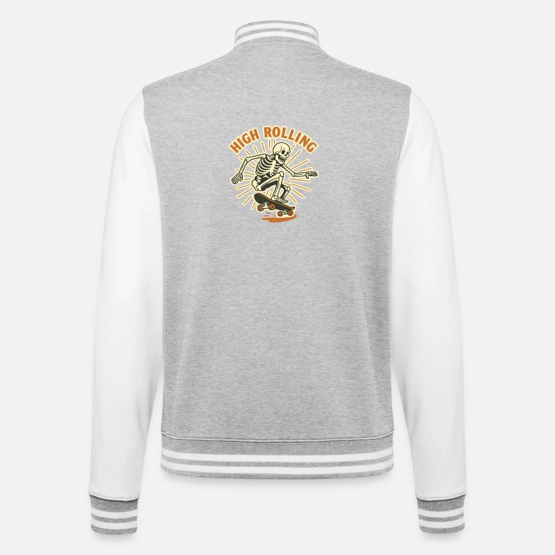 Skateboard squelette à roulements élevés - Veste Teddy - gris chiné / blanc