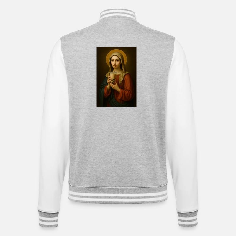 Saint drinks bubble tea - College Sweat Jacket - heather grey/white