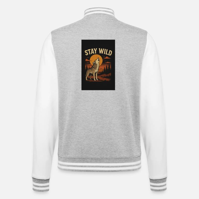 Wolf Wild - College Sweat Jacket - heather grey/white
