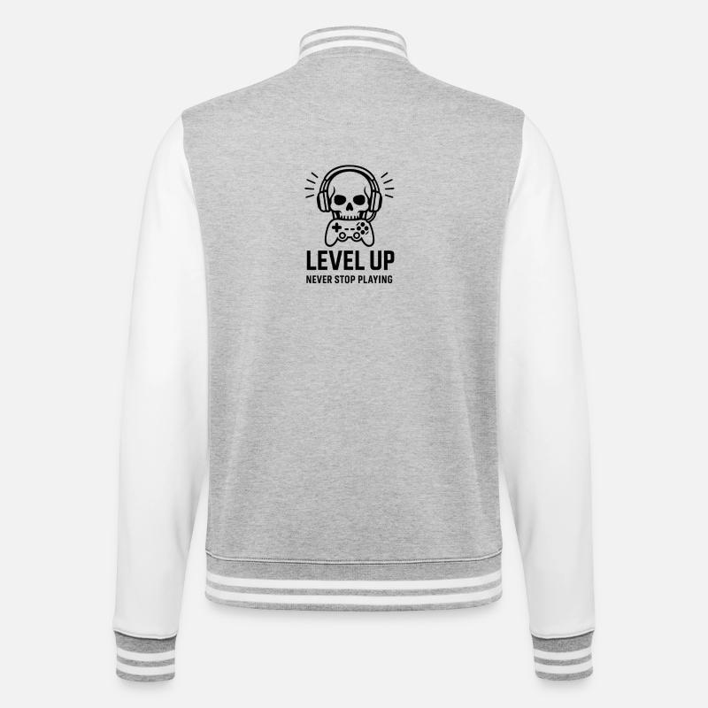 Level Up Schädel Gaming Headset - College-Sweatjacke - Grau meliert/Weiß