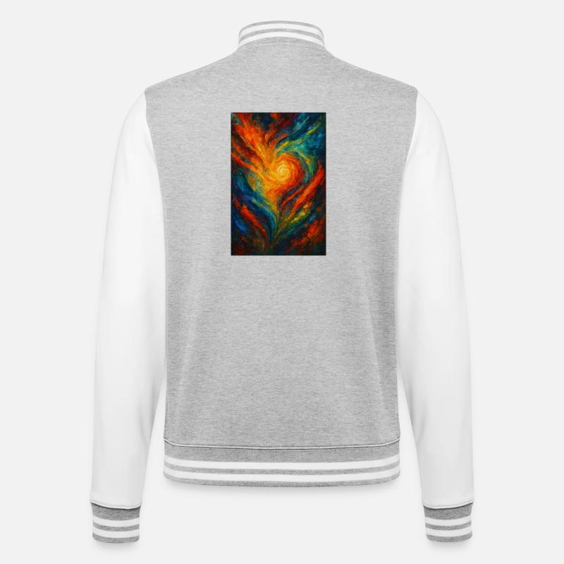 Chromatic Vortex Abstract Fire - College Sweat Jacket - heather grey/white