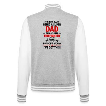 Heart + Firefighter – Super Firefighter Dad - College Sweat Jacket - heather grey/white - Back - Marisol (170cm)