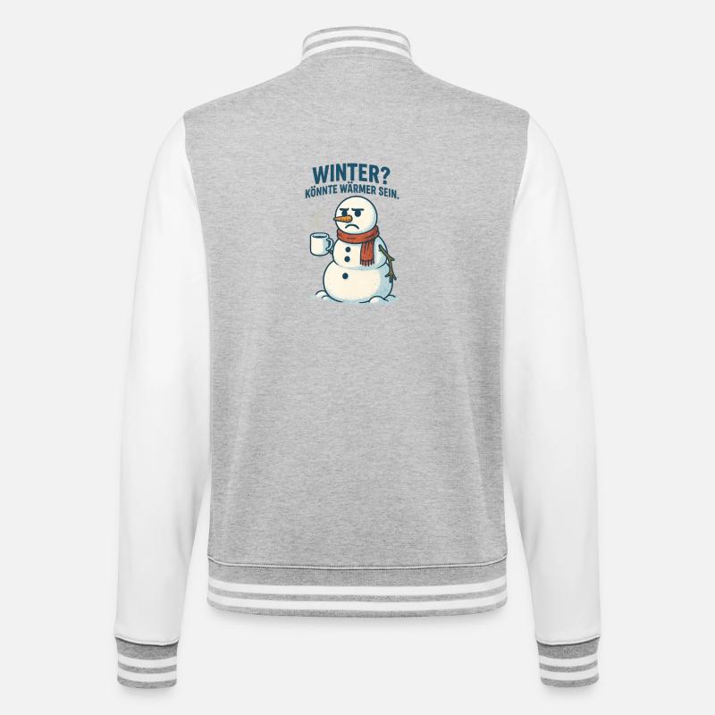 Winter? Wärm dich mit Kaffee - College-Sweatjacke - Grau meliert/Weiß