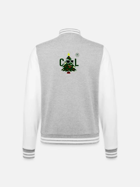 Weihnachtsbaum mit cooler Sonnenbrille - College-Sweatjacke - Grau meliert/Weiß