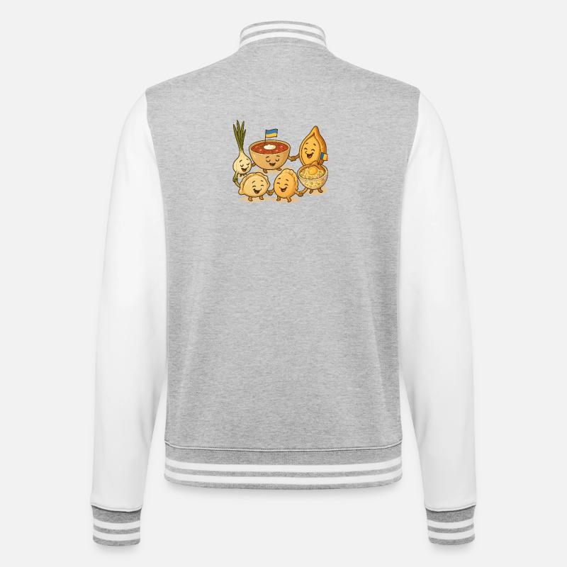 Geschenk der Kulturen - College-Sweatjacke - Grau meliert/Weiß