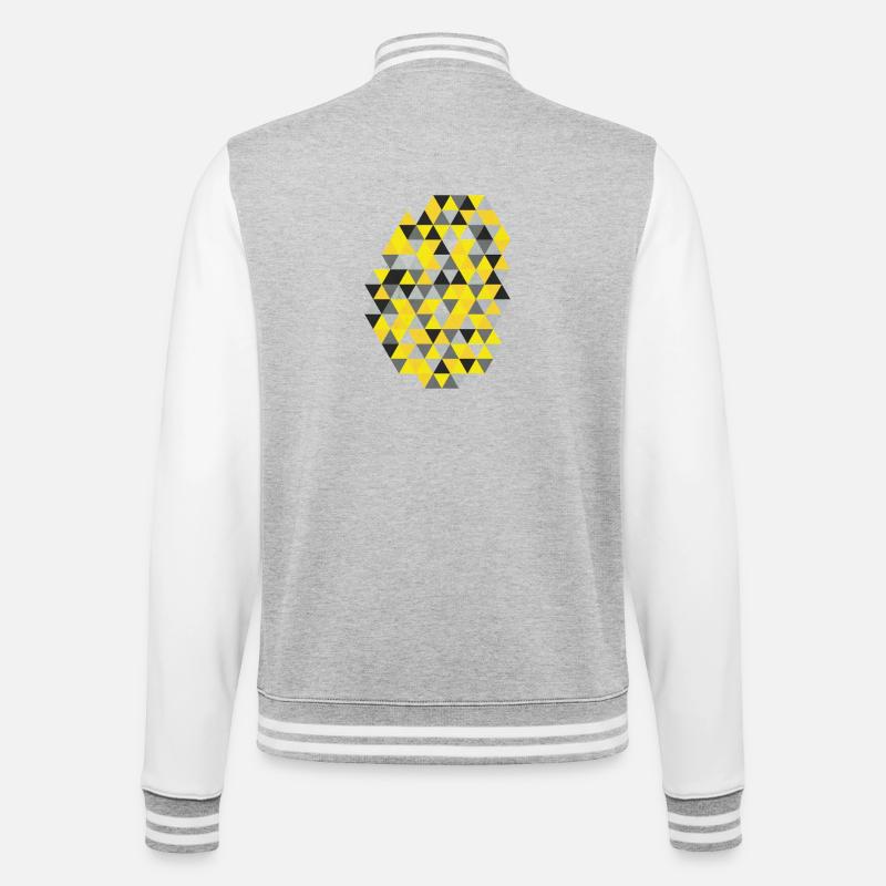 Geometric triangle pattern Sunny Yellow - College Sweat Jacket - heather grey/white