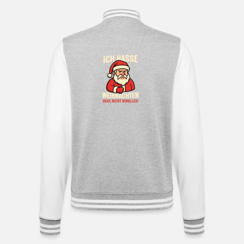 I hate Christmas Santa - College Sweat Jacket - heather grey/white
