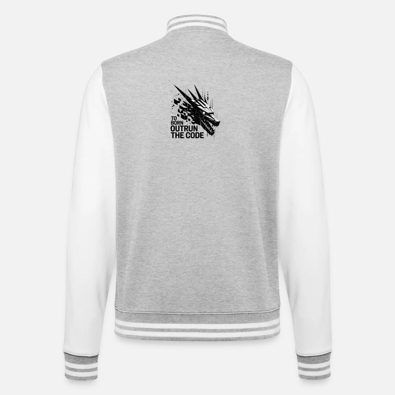 Geometric Dragon Outrun Code - College Sweat Jacket - heather grey/white