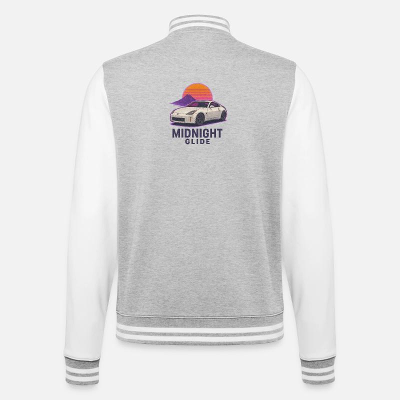 Midnight Glide Retro Sunset Auto - Veste Teddy - gris chiné / blanc