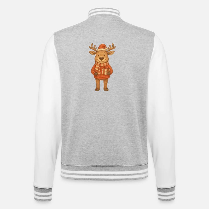 Mignons rennes de Noël avec cadeau - Veste Teddy - gris chiné / blanc