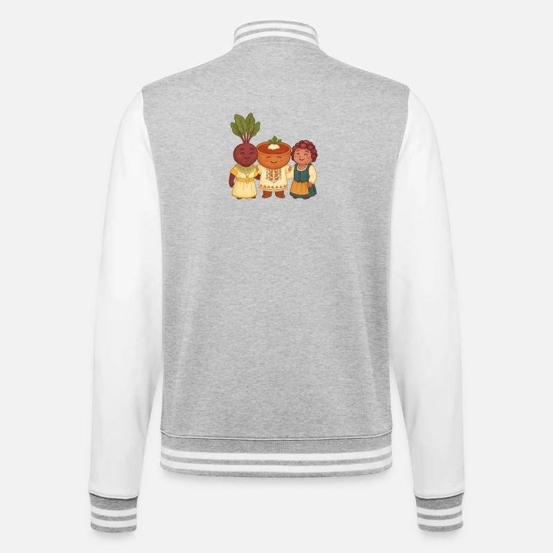 Beetroot, borsch and salad - College Sweat Jacket - heather grey/white