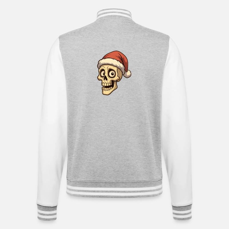 Crâne Noël Festif père Noël - Veste Teddy - gris chiné / blanc