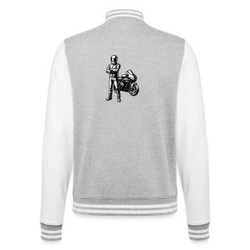 Style d’illustration Superbike Racer - Veste Teddy - gris chiné / blanc - Dos - Marisol (170cm)