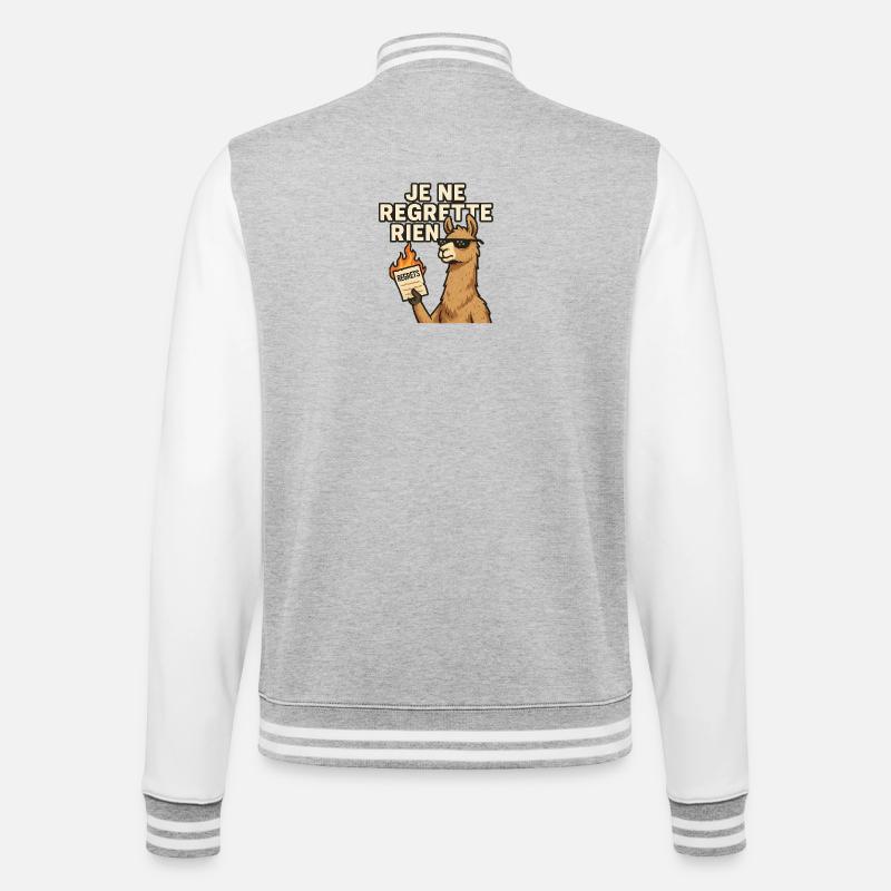 Lama rebel Je ne regrette rien - Veste Teddy - gris chiné / blanc