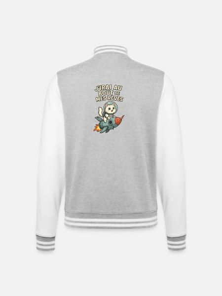 Stellar Dreams of the Adventurous Cat - College Sweat Jacket - heather grey/white