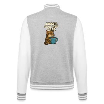 Niemals ohne meinen Kaffee - College-Sweatjacke - Grau meliert/Weiß - Hinten - Marisol (170cm)