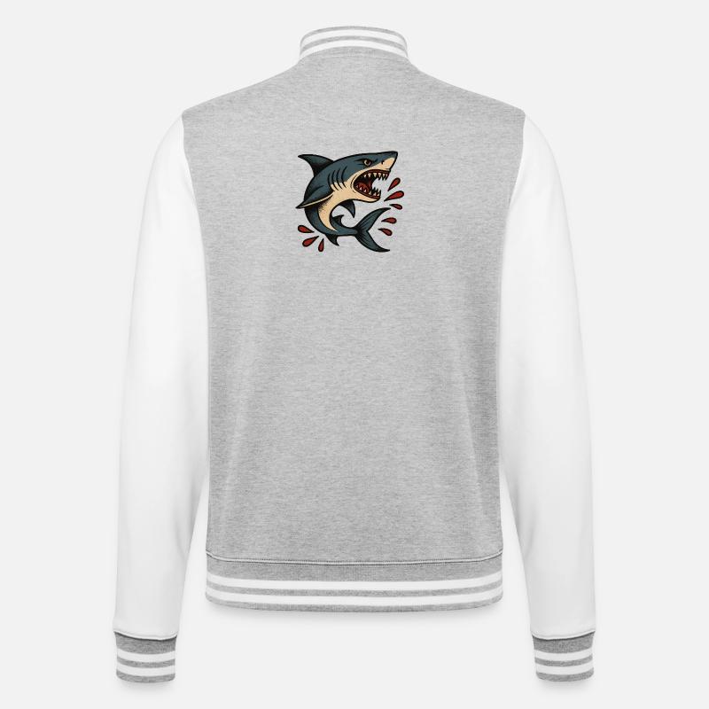Requin - Veste Teddy - gris chiné / blanc