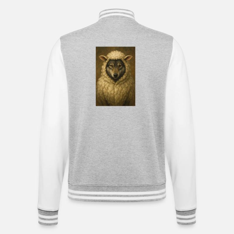 Wolf im Schafspelz - College-Sweatjacke - Grau meliert/Weiß