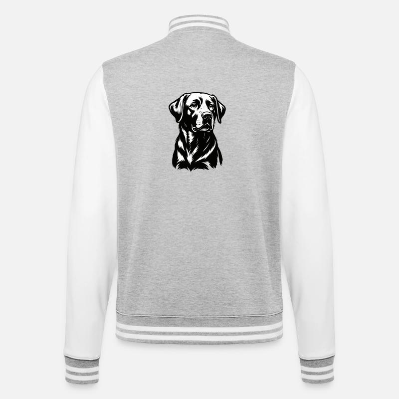Labrador Hund Illustration – Detailliertes Desig - College-Sweatjacke - Grau meliert/Weiß