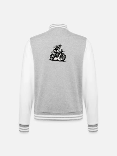 Motocross rider illustration in action - College Sweat Jacket - heather grey/white