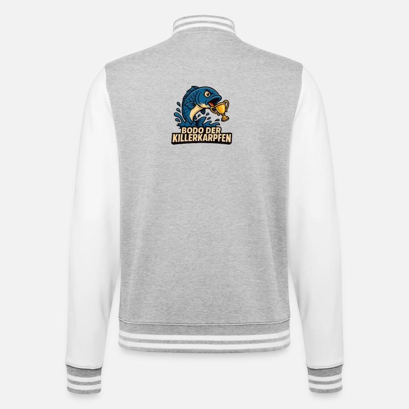 Killerkarpfen Siegersieg Motiv - College-Sweatjacke - Grau meliert/Weiß