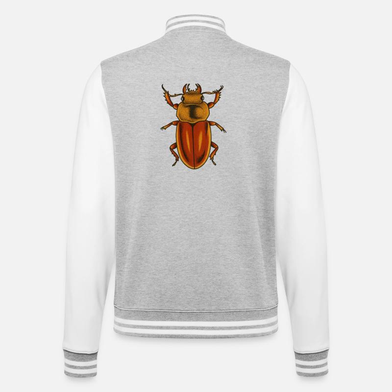 Kunstdruck „Crimson Bug“ - College-Sweatjacke - Grau meliert/Weiß