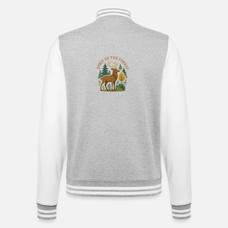 Reh im Wald: Geist des Waldes - College-Sweatjacke - Grau meliert/Weiß