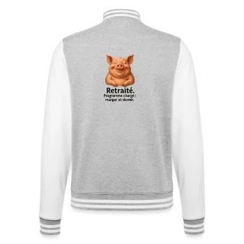Gourmet Retiree Happy Pork - College Sweat Jacket - heather grey/white - Back - Marisol (170cm)