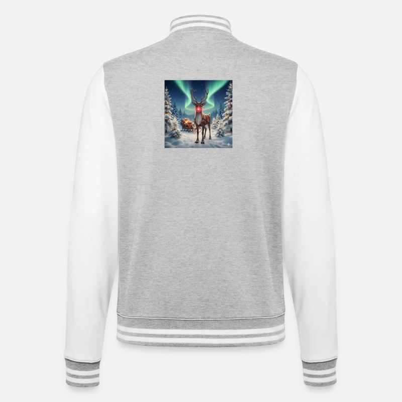 Rudolph in the Polar Forest - College Sweat Jacket - heather grey/white