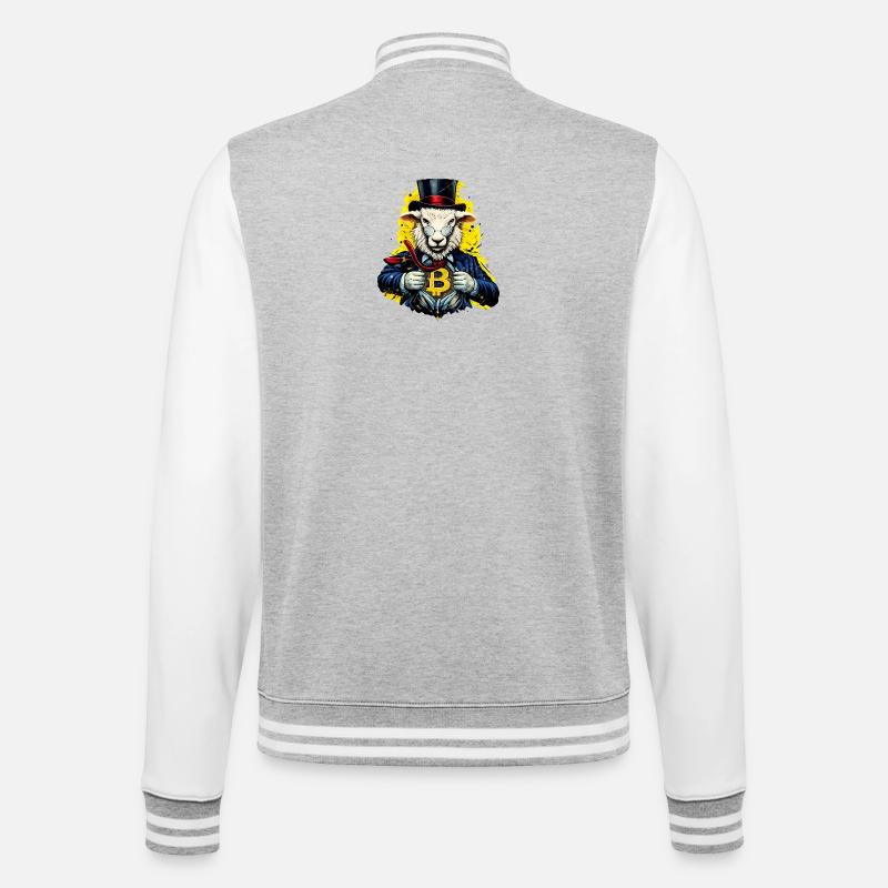 Bitcoin Schaf Gentleman - College-Sweatjacke - Grau meliert/Weiß