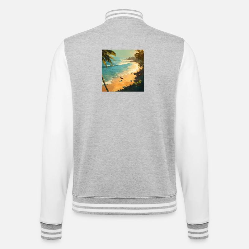 Sunny beach surfers on palm beach - College Sweat Jacket - heather grey/white