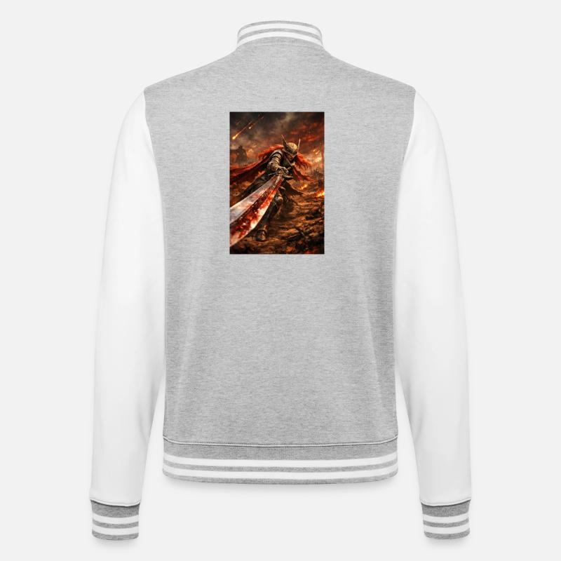 Flammende Klinge Brennende Kriegerin - College-Sweatjacke - Grau meliert/Weiß