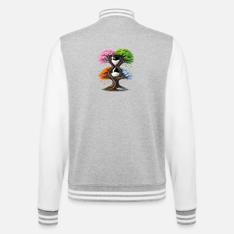 L'heure des saisons inaltérées - Veste Teddy - gris chiné / blanc
