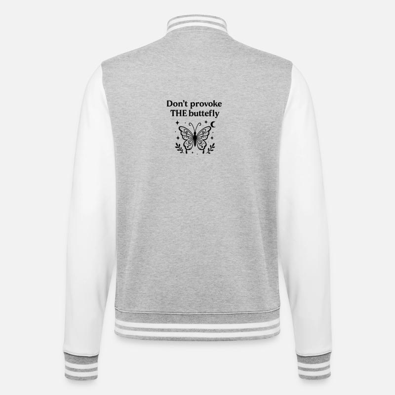 Provoziere den Schmetterling nicht - College-Sweatjacke - Grau meliert/Weiß