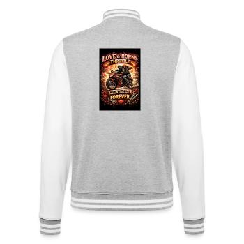 Amour & Moto : Roulez pour toujours - Veste Teddy - gris chiné / blanc - Dos - Marisol (170cm)