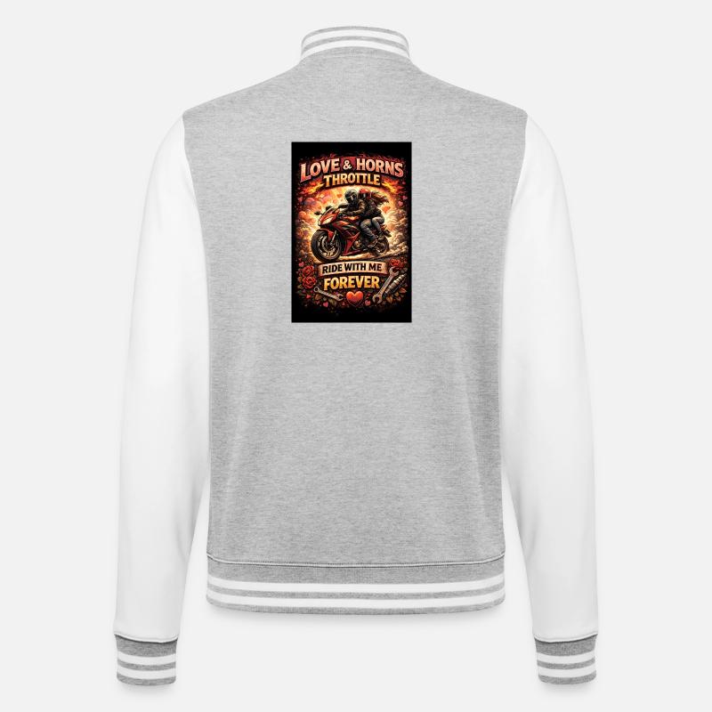 Amour & Moto : Roulez pour toujours - Veste Teddy - gris chiné / blanc