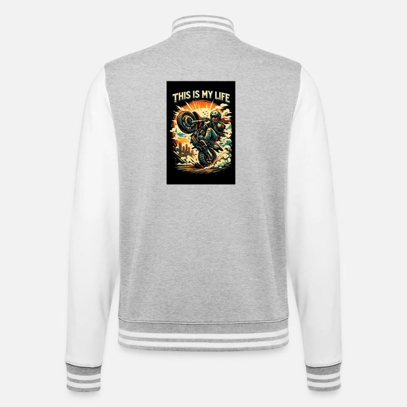 Motorrad im Einsatz - College-Sweatjacke - Grau meliert/Weiß