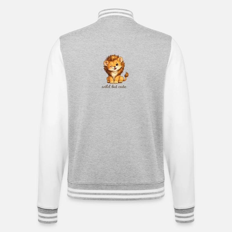 Wild Cute Lion Child - College Sweat Jacket - heather grey/white