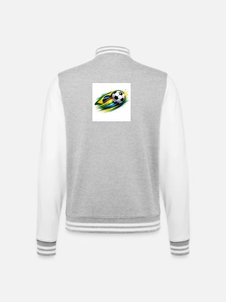 Brasilianischer Fußballwirbel - College-Sweatjacke - Grau meliert/Weiß